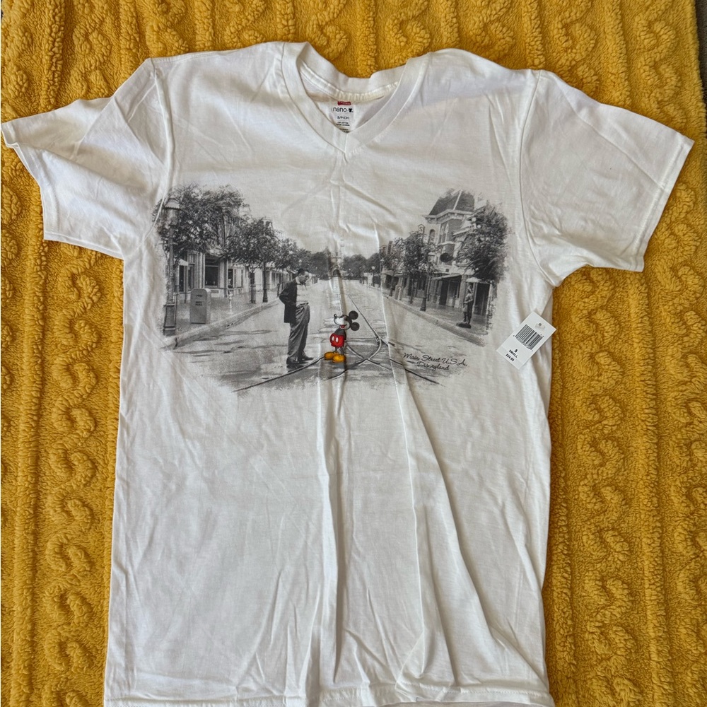 Disney White Short Sleeve Tee with Urban Graphic